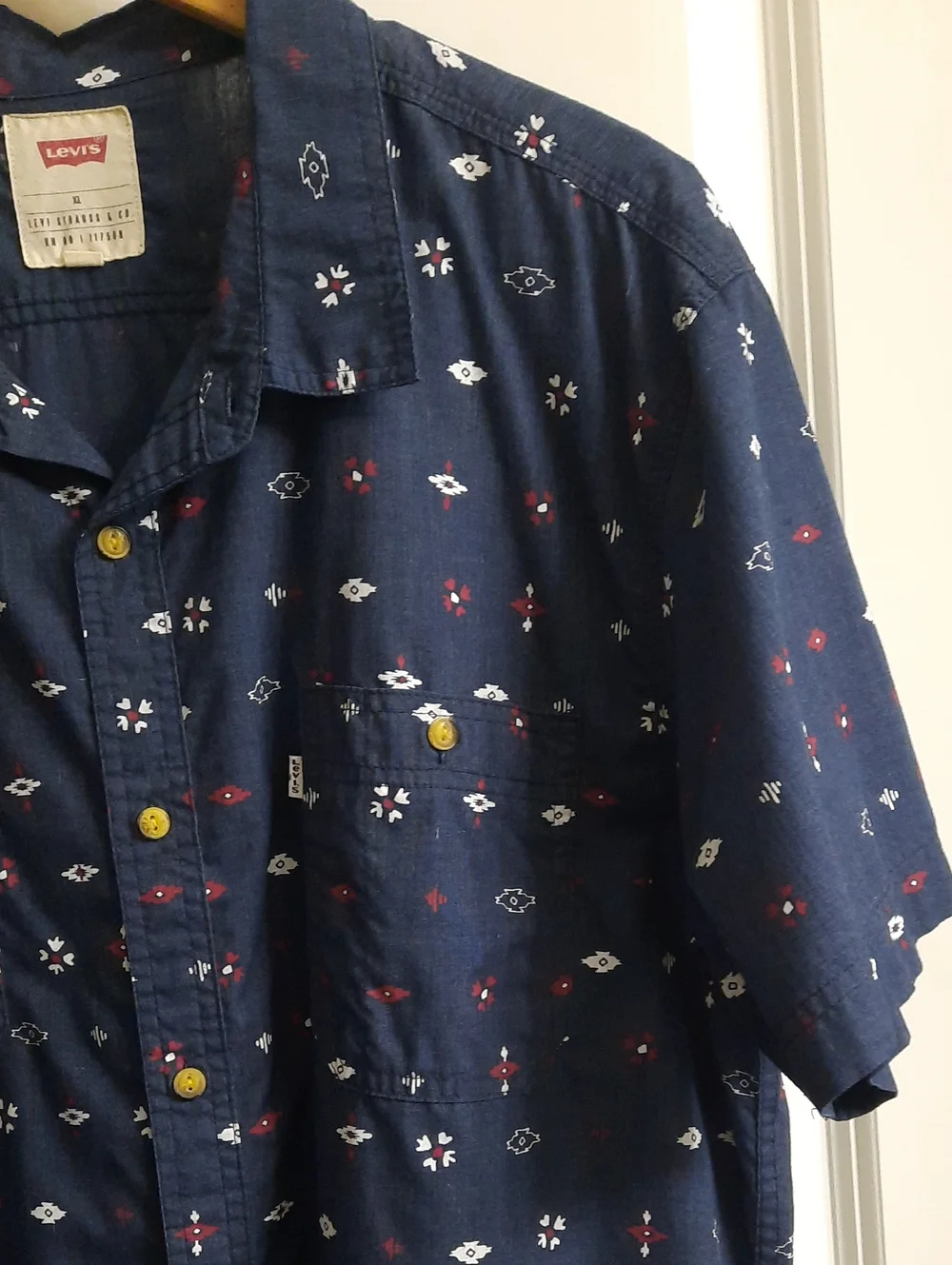 Levi's Navy Short-Sleeve Button-Down with Southwest Style Print